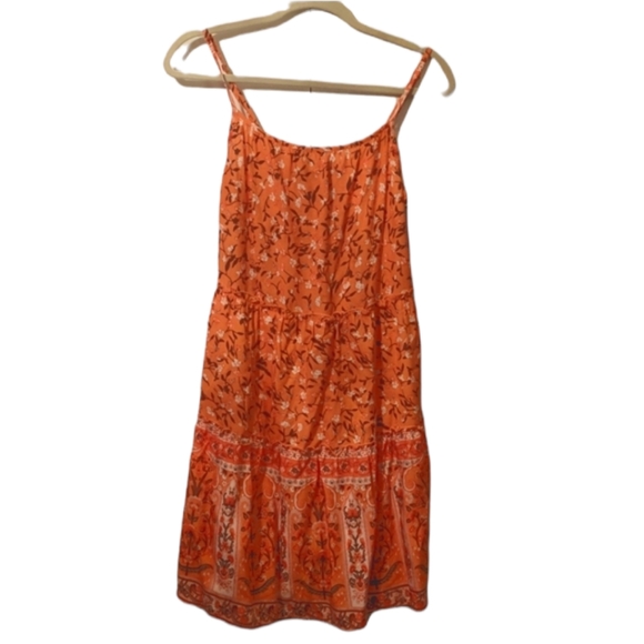 Zesica Floral Boho Orange Dress  Size Small - Picture 1 of 5